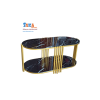 Bàn Trà Sofa Oval 2 Tầng Mặt Kính Đen Giả Đá Tia Chớp BSF OV6