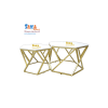 Bàn Trà Sofa Đôi Lục Giác Mặt Đá Trắng Vân Mây BSFD LG1