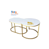 Bàn Trà Sofa Đôi Tròn Ovan Mặt Đá Trắng Vân Mây BSFD T14