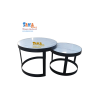 Bàn Trà Sofa Đôi Tròn Mặt Đá Trắng Vân 3D BSFD T15