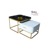 Bàn Trà Sofa Đôi Chữ Nhật Mặt Đá Trắng Và Đen Vân Mây Kết Hợp BSFD CN19