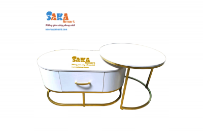 Bàn Trà Sofa Đôi Chữ Nhật Oval Mặt Đá TOV20