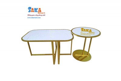 Bàn Trà Sofa Đôi Chữ Nhật Oval Mặt Đá TOV21
