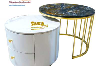 Bàn Trà Sofa Đôi Tròn Mặt Đá T22