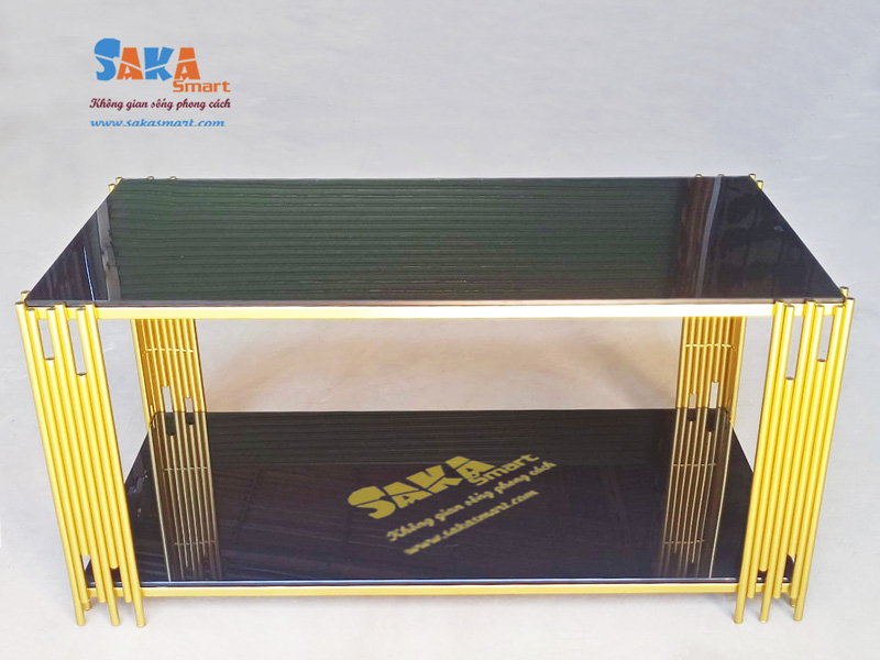 Bàn trà sofa chữ nhật 2 tầng mặt kính CN10