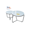 Bàn Trà Sofa Đôi Tròn Mặt Đá Trắng Vân Mây BSFD T2