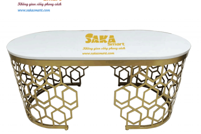 Bàn Trà Sofa Ovan Mặt Đá Trắng Vân Mây Khung CNC BSF OV32