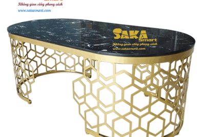 Bàn Trà Sofa Ovan Mặt Đá Đen Vân Mây Khung CNC BSF OV33