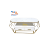 Bàn Trà Sofa Kim Cương Dài Mặt Đá Trắng Vân 3D Tủ Đôi BSF KCT35