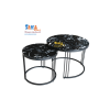 Bàn Trà Sofa Đôi Tròn Mặt Đá Đen Vân Mây BSFD T4