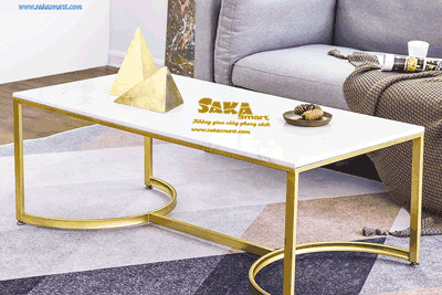 Bàn Trà Sofa Chữ Nhật Mặt Đá Trắng Vân Mây BSF CN40