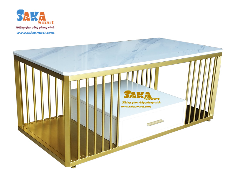 Bàn sofa mặt đá chân sắt tủ đơn CN42