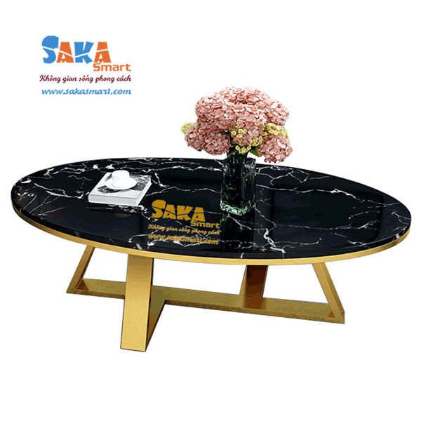 Bàn-Trà-Sofa-Mặt-Đá-Elip-Đen-Vân-Mây-BSF-E10-1---Tách Bàn Trà Sofa Mặt Đá Elip E10
