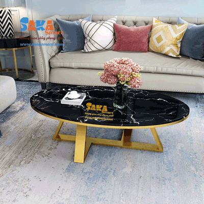 Bàn-Trà-Sofa-Mặt-Đá-Elip-Đen-Vân-Mây-BSF-E10-1 Bàn Trà Sofa Mặt Đá Elip E10