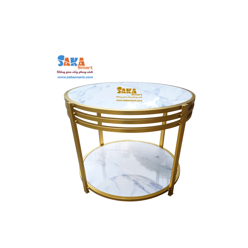 Bàn-Trà-Sofa-Tròn-2-Tầng-Mặt-đá-Trắng-Vân-3D-BSF-T25