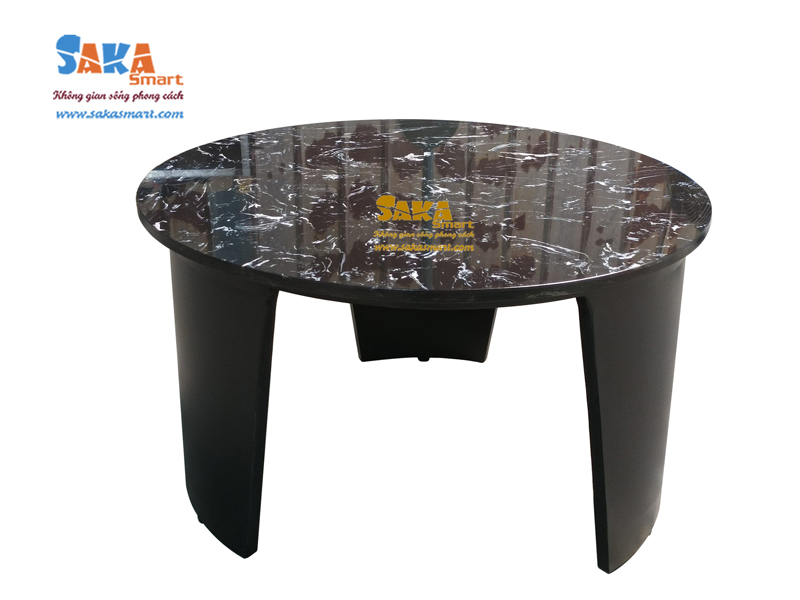 Bàn trà sofa tròn mặt đá đen vân mây T15