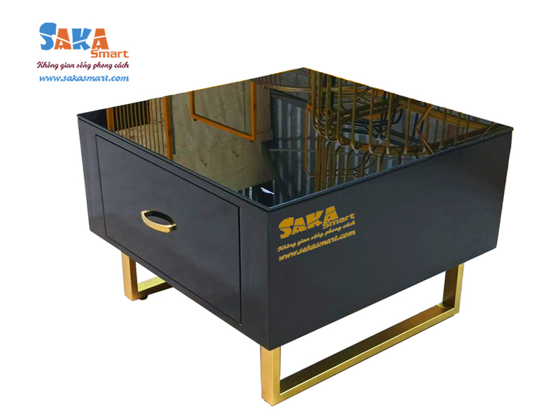 Bàn trà sofa mặt kính một hộc tủ V26