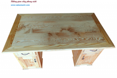 Bàn làm việc 2 tủ 2 bên Gỗ thông bông sakasmart 3