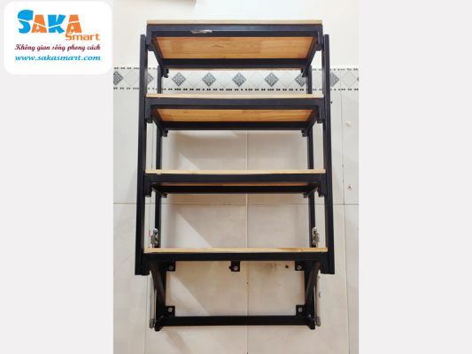 Bàn kệ xếp gọn treo tường giúp không gian hiện đại
