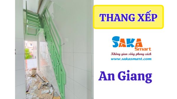Lắp đặt cầu thang xếp gọn bản lề inox cho Anh Thành ở An Giang