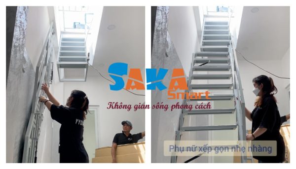 lắp đặt cầu thang xếp gọn cho Anh Điền ở Bình Dương