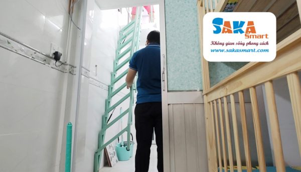 Lắp đặt cầu thang xếp gọn cho Chị Thuận quận 3