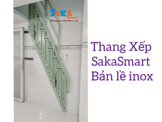 Cầu thang xếp gọn SakaSmart bản lề inox