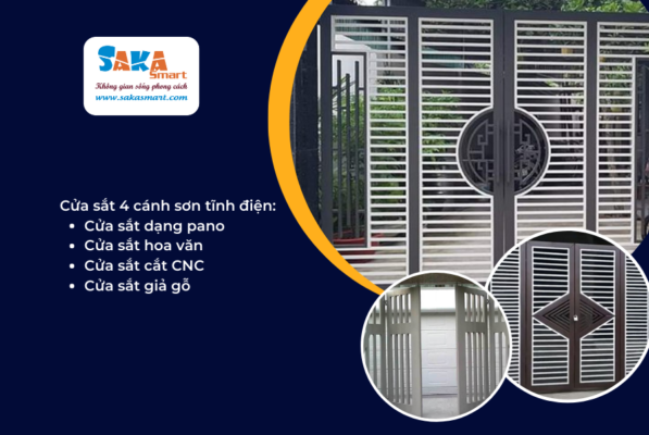 cửa sắt 4 cánh sơn tĩnh điện có 4 kiểu cơ bản