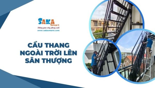 Cầu thang ngoài trời lên sân thượng