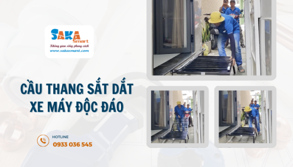 Cầu thang sắt dắt xe máy độc đáo