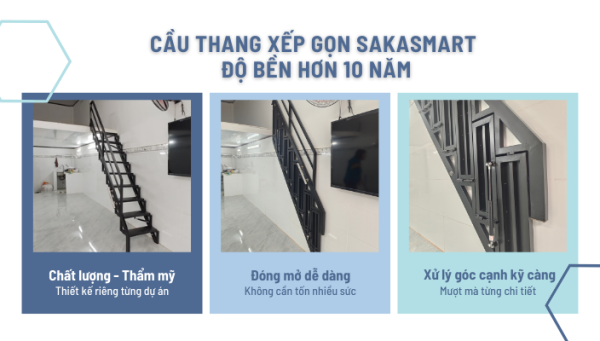 Cầu thang xếp gọn SakaSmart độ bền đến 10 năm