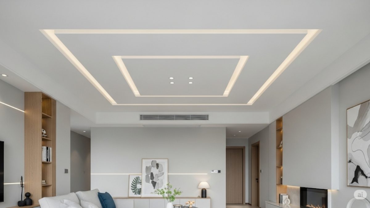 Trần thạch cao giật cấp kết hợp đèn hắt