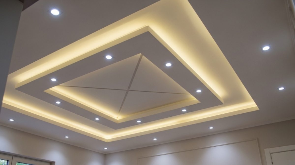 Trần thạch cao kèm khe sáng hiện đại