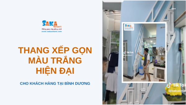 Thang xếp gọn màu trắng hiện đại cho khách hàng tại Bình Dương