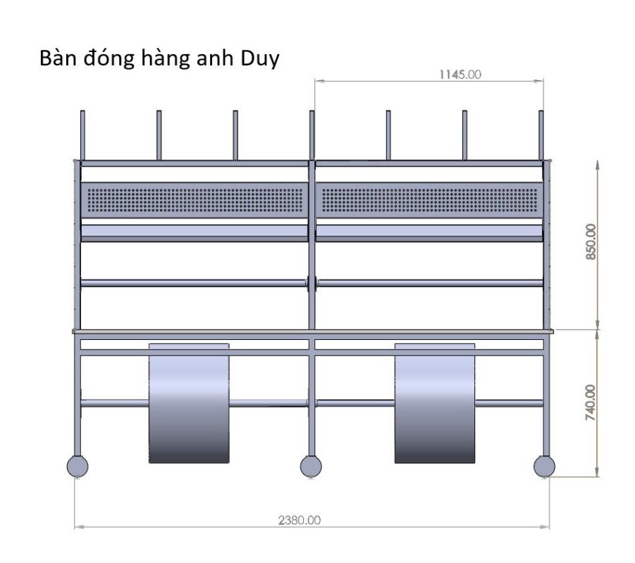Bàn đóng hàng được SakaSmart lên bản vẽ thiết kế