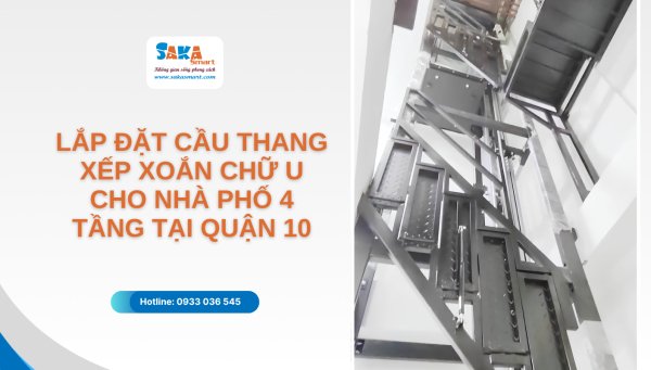 Lắp đặt cầu thang xếp xoắn chữ U cho nhà phố 4 tầng tại Quận 10 TP.HCM