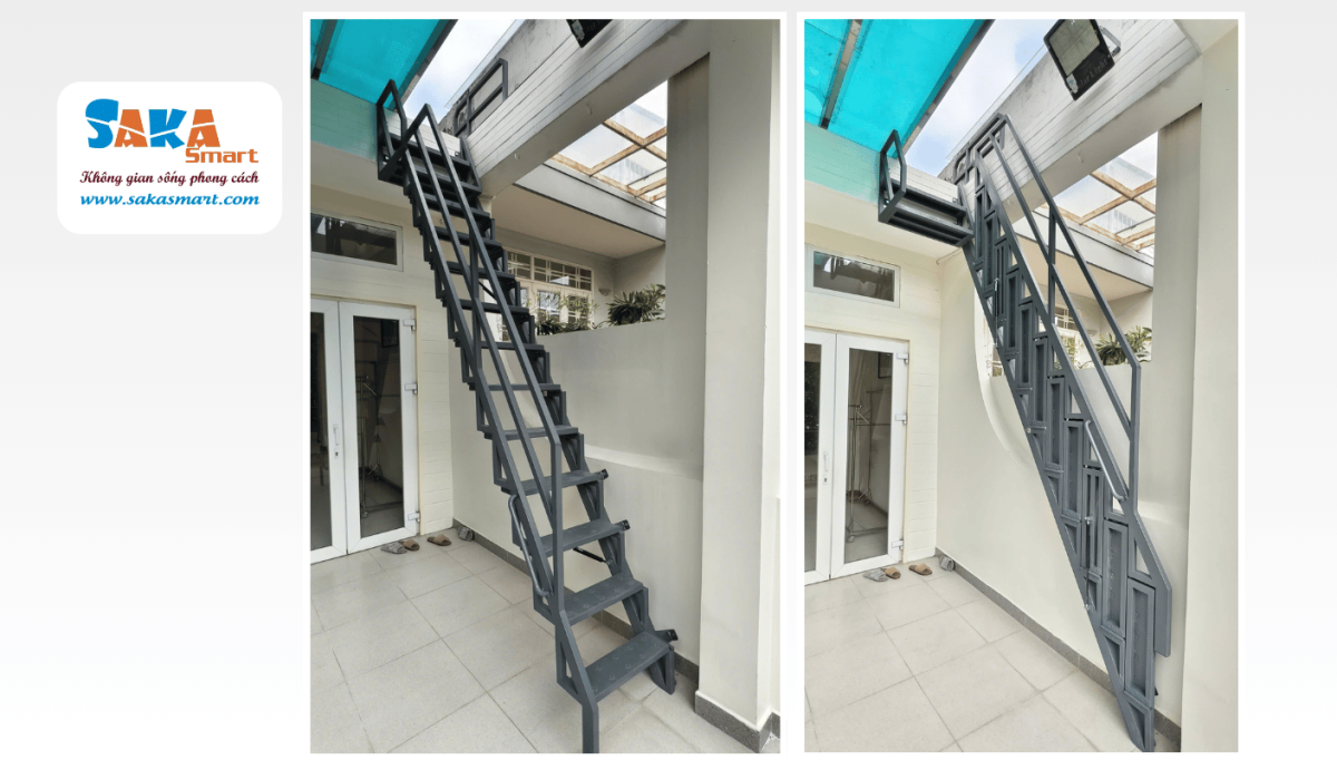 Cầu thang gấp có độ nghiêng phù hợp