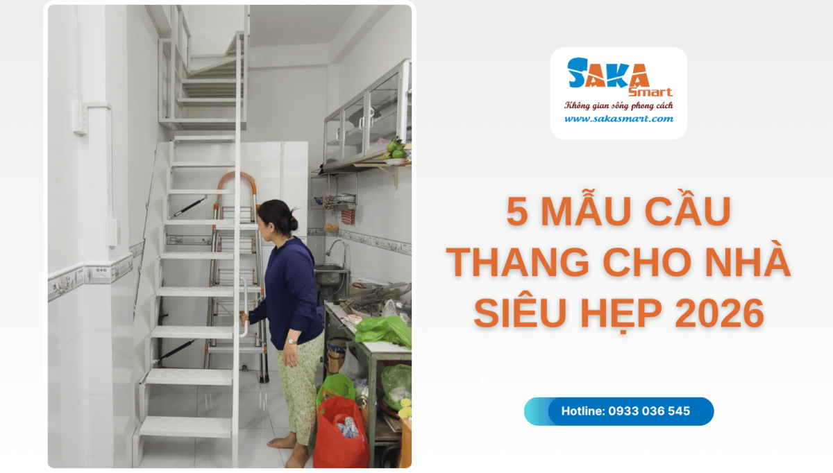 5 mẫu cầu thang cho nhà siêu hẹp năm 2026