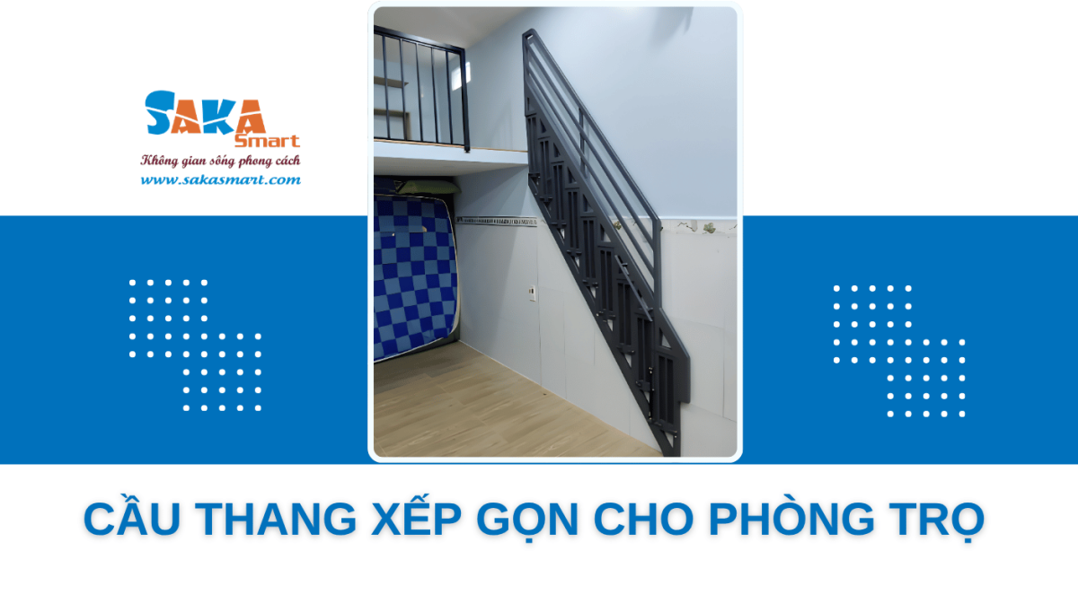 Cầu thang xếp gọn cho phòng trọ