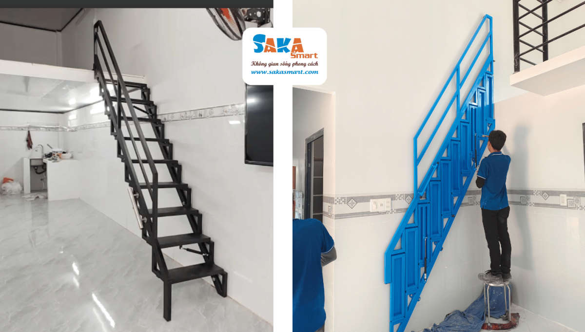 Lắp đặt cầu thang xếp gọn cho phòng trọ