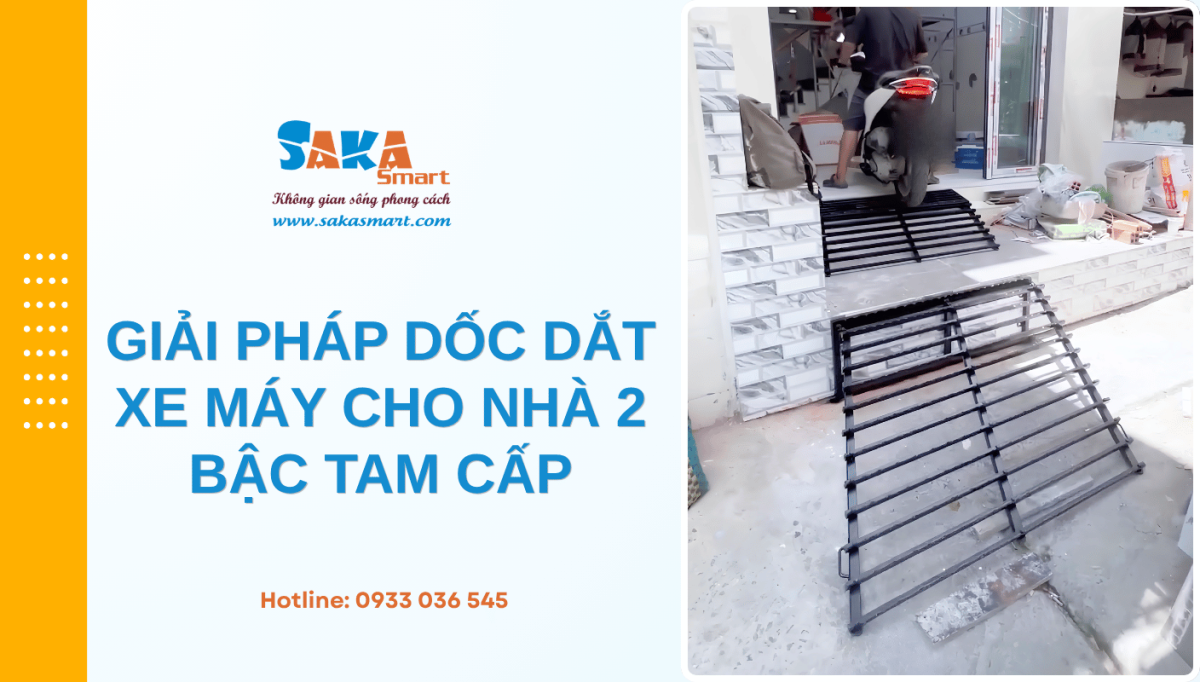 Giải pháp dốc dắt xe máy cho nhà 2 bậc tam cấp
